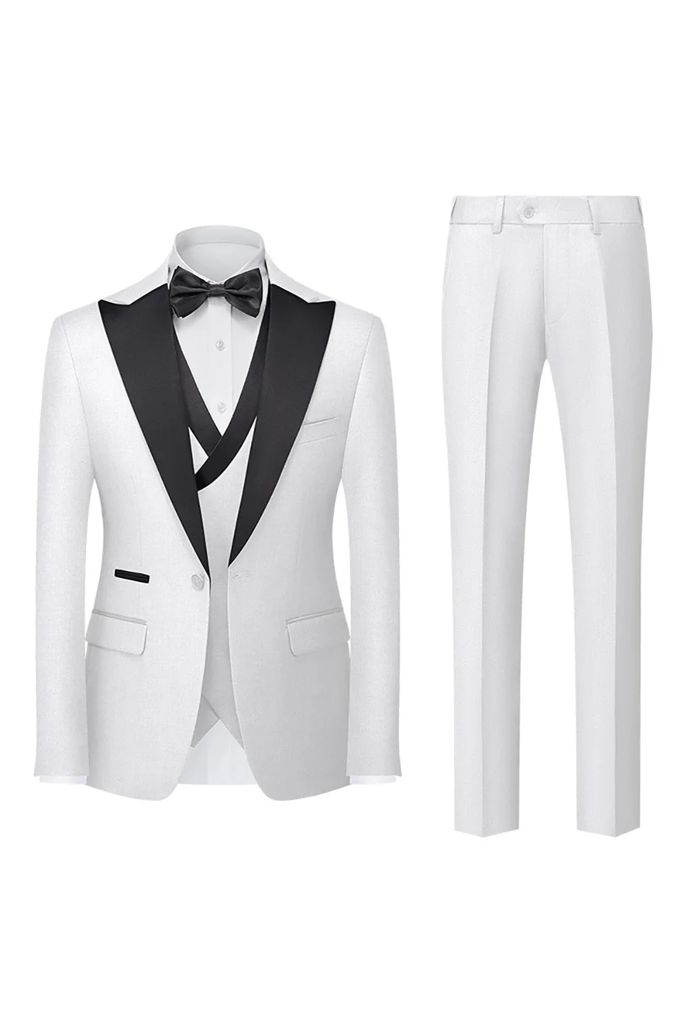 Black 3-Piece One Button Prom Suits - Image 13