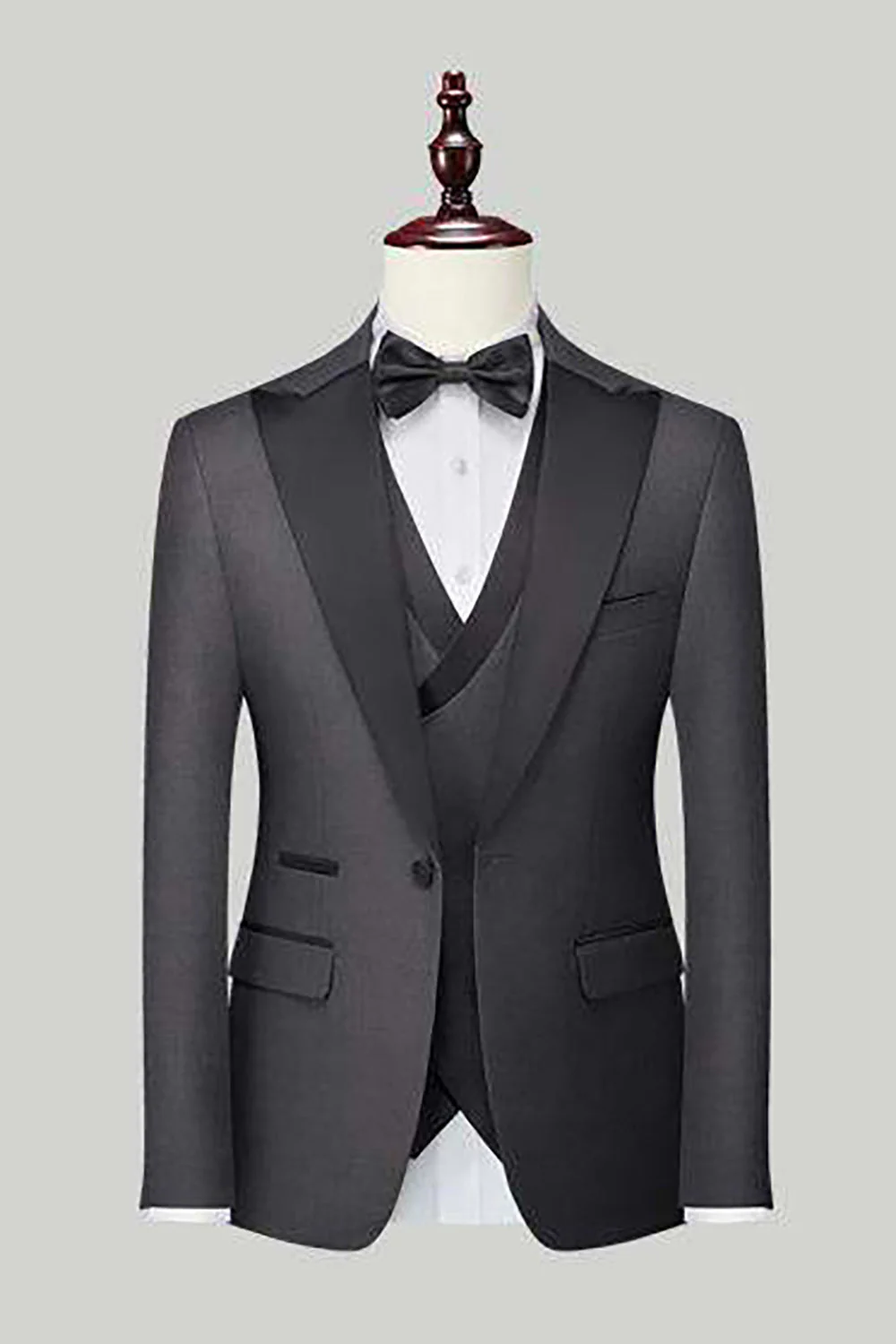 Black 3-Piece One Button Prom Suits - Image 3