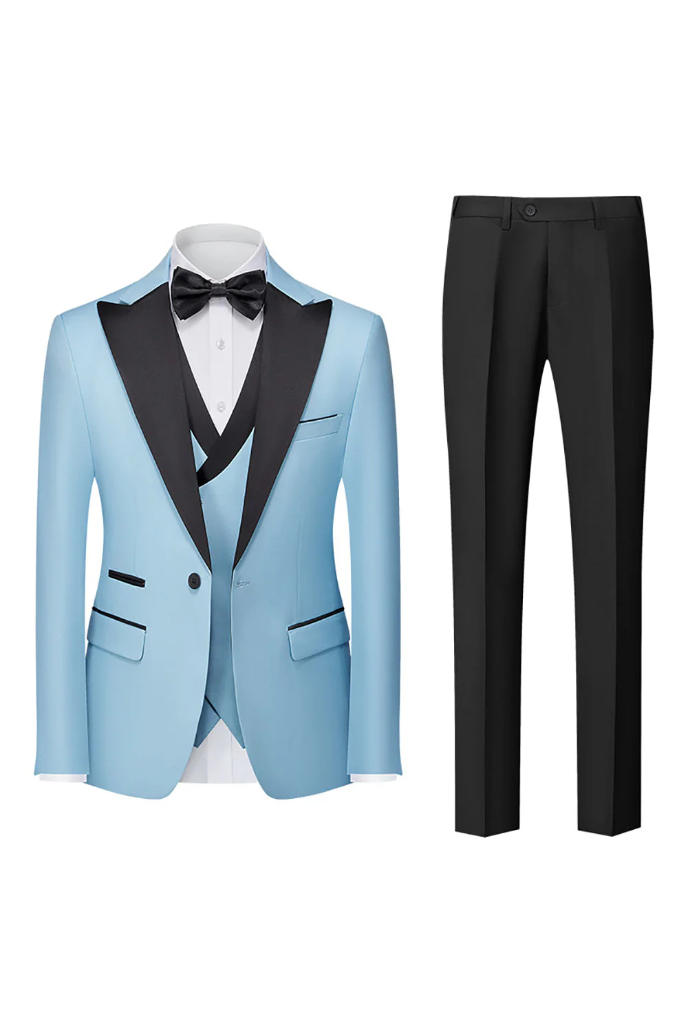Black 3-Piece One Button Prom Suits - Image 5