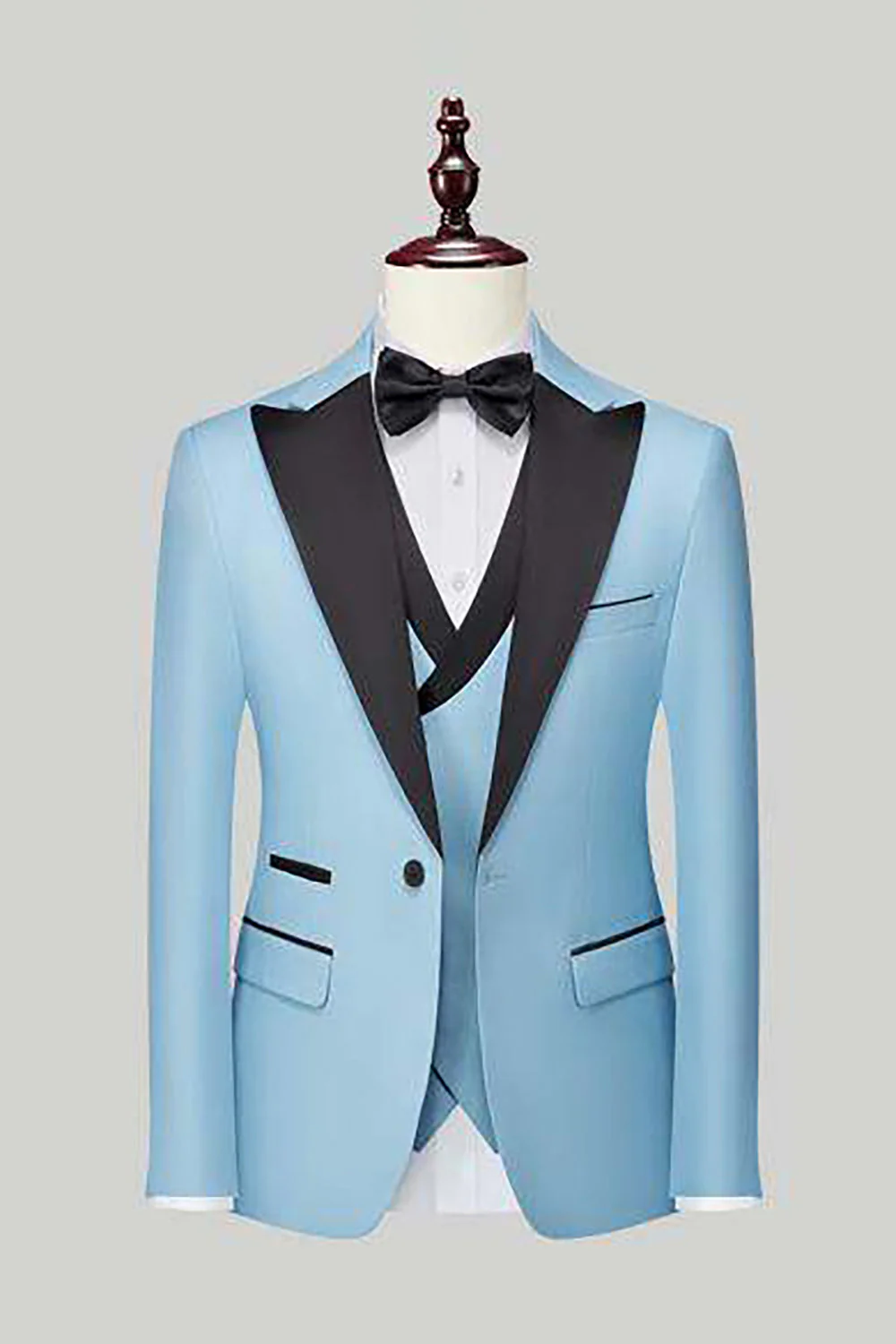 Black 3-Piece One Button Prom Suits - Image 7