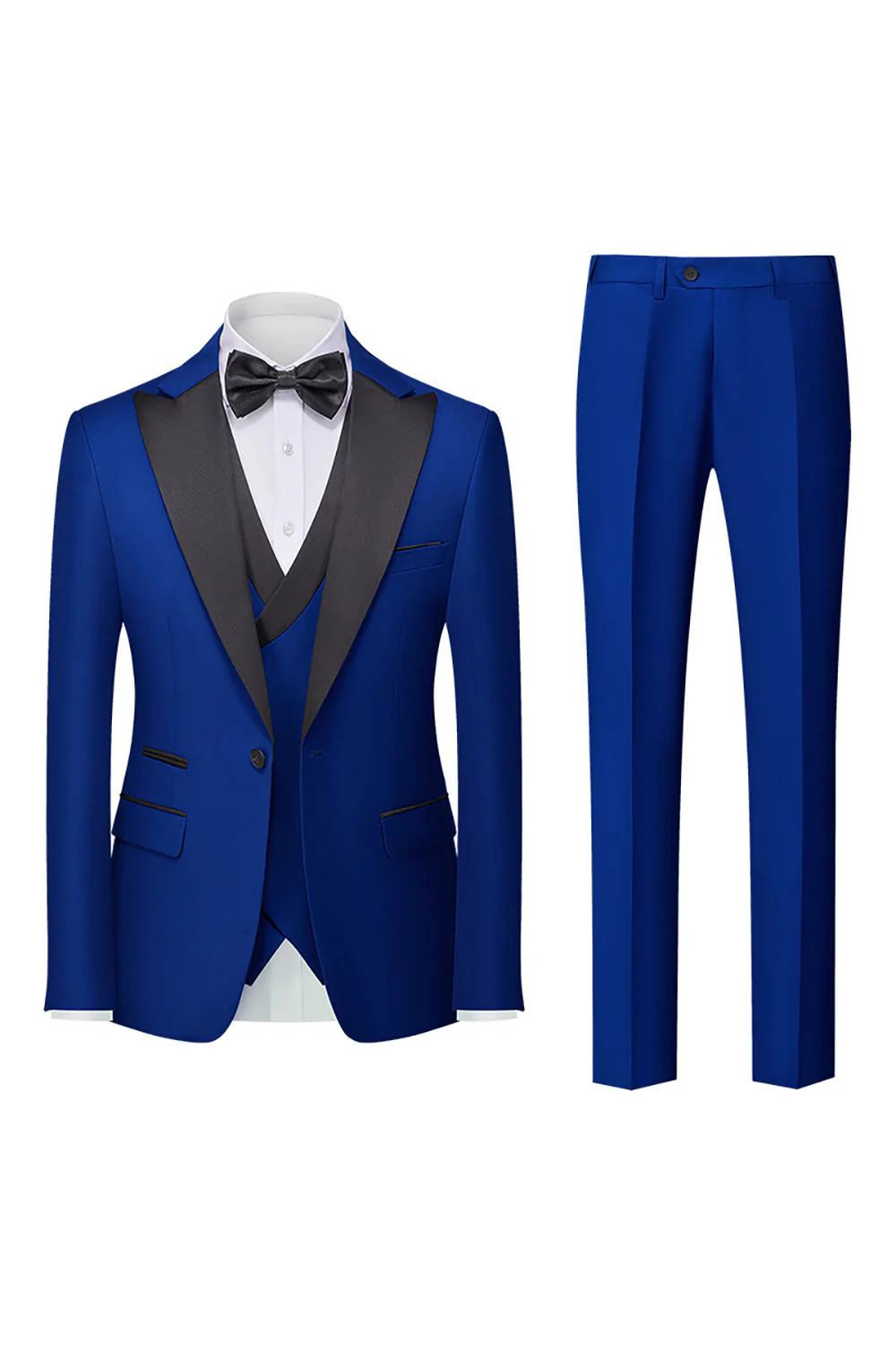 Black 3-Piece One Button Prom Suits - Image 9