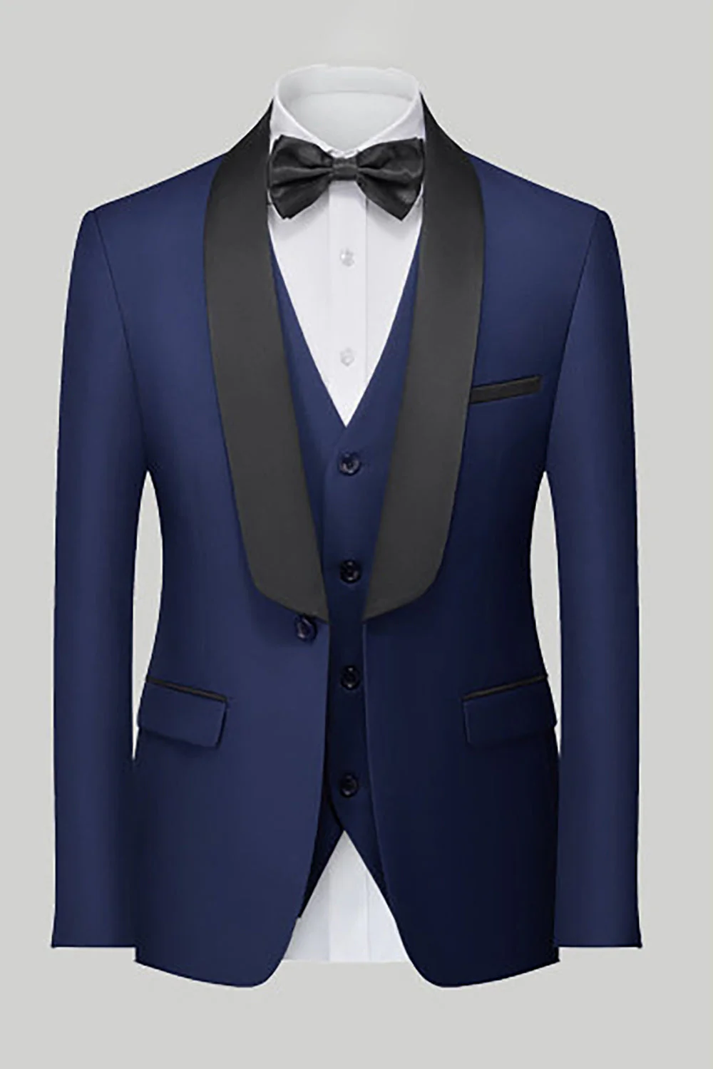 Black 3 Piece Shawl Lapel Men Suits - Image 10