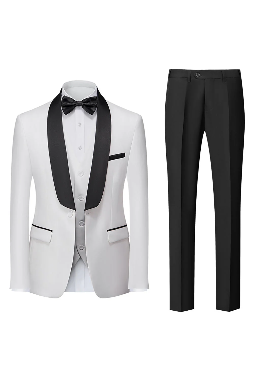 Black 3 Piece Shawl Lapel Men Suits - Image 12