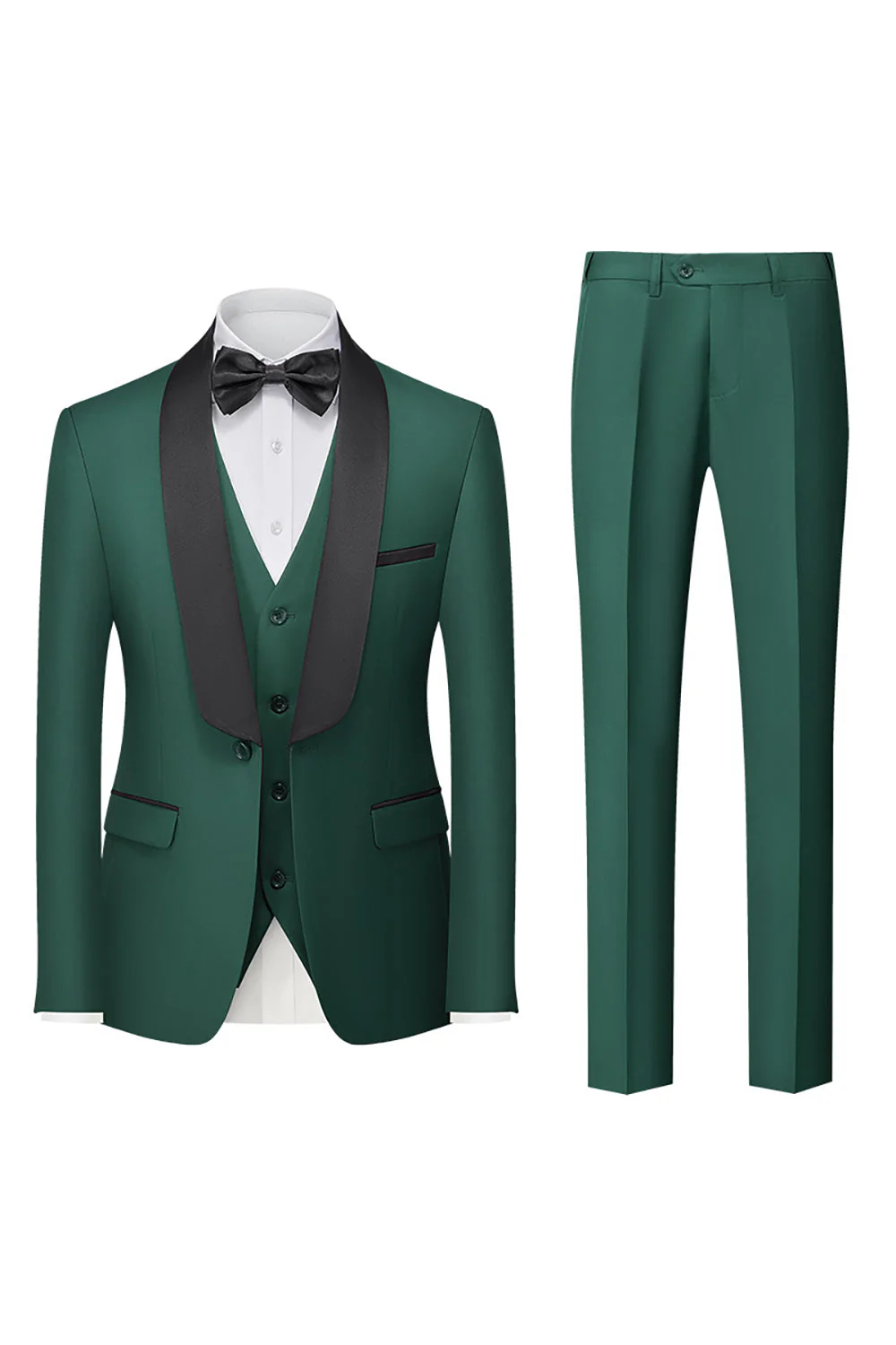 Black 3 Piece Shawl Lapel Men Suits - Image 5