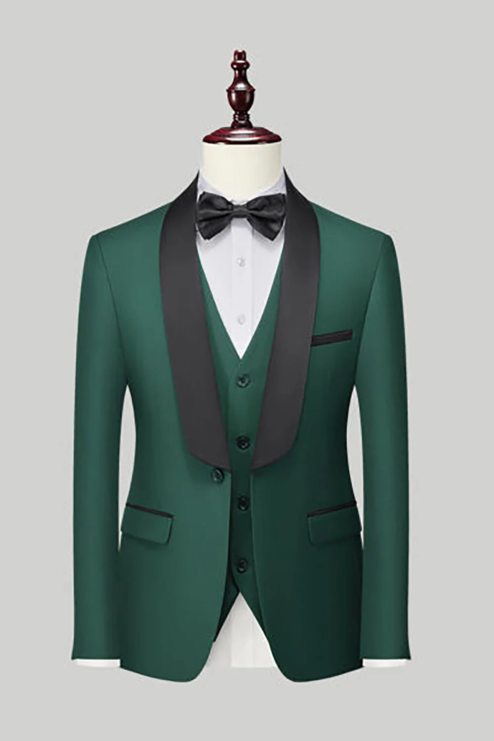 Black 3 Piece Shawl Lapel Men Suits - Image 7