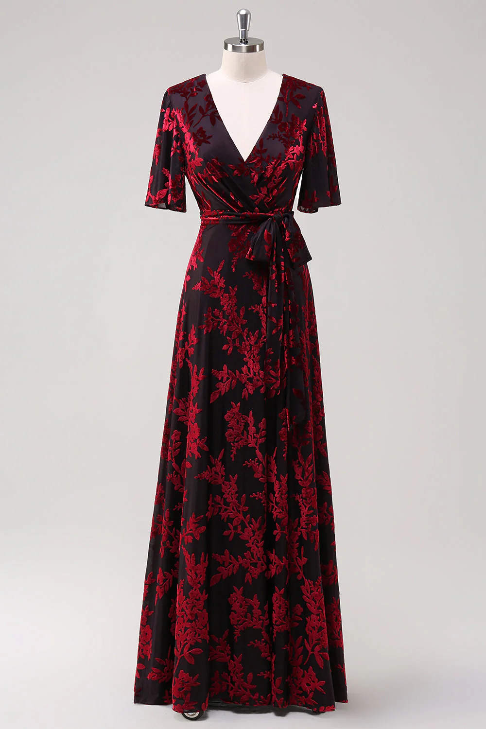Burnout Velvet Dark Green Mother of Bride Dress - Image 7