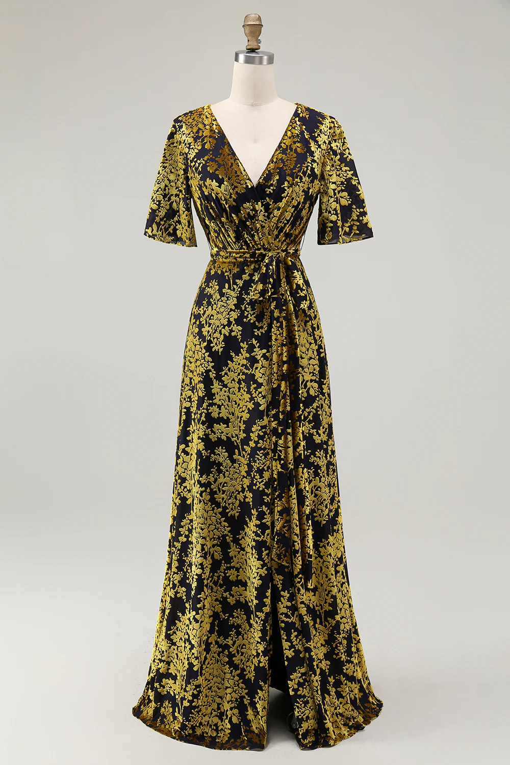Burnout Velvet Dark Green Mother of Bride Dress - Image 25