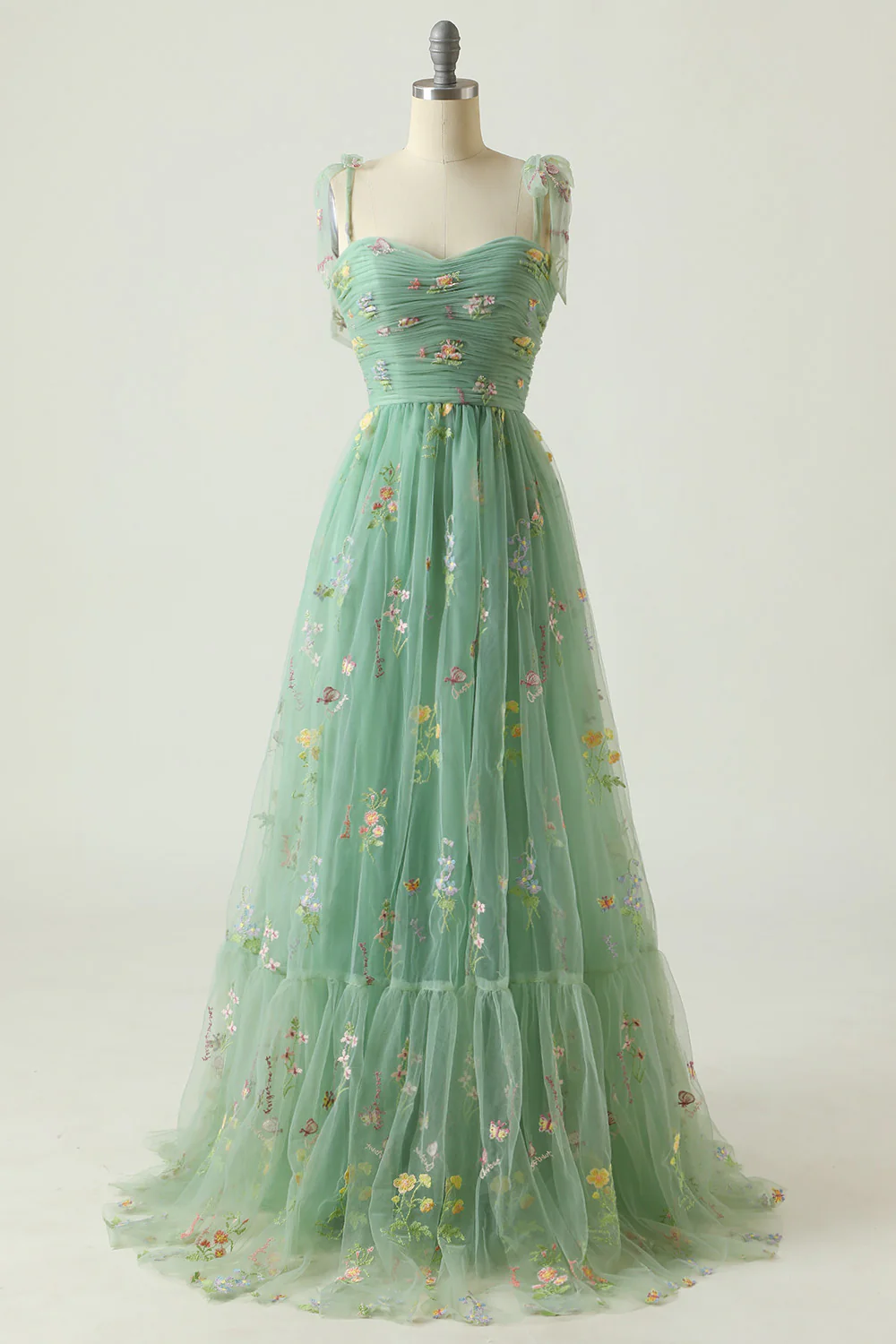Champagne Embroidery Long Prom Dress - Image 7
