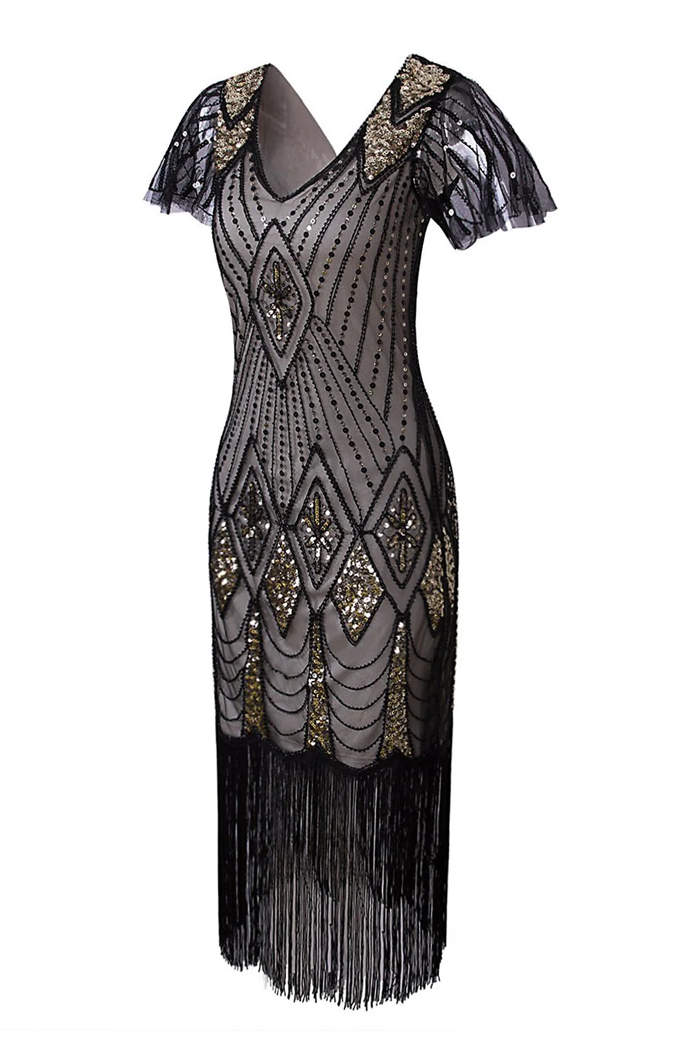 Flapper Black 1920s Sequins Dress - Image 3