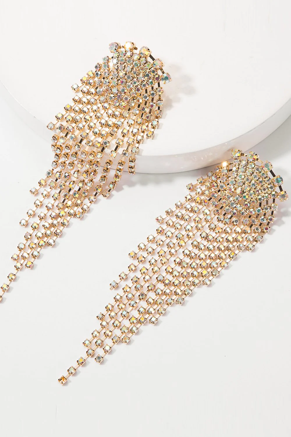 Gold Rhinestone Drop Earrings - Image 4