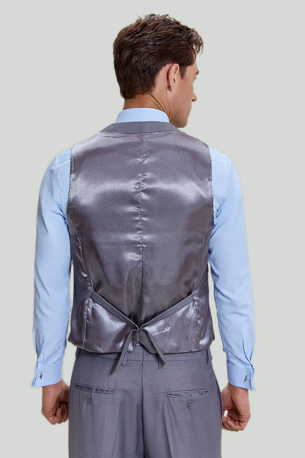 Grey Men's 3 Piece Notched Lapel Prom Suits - Image 5