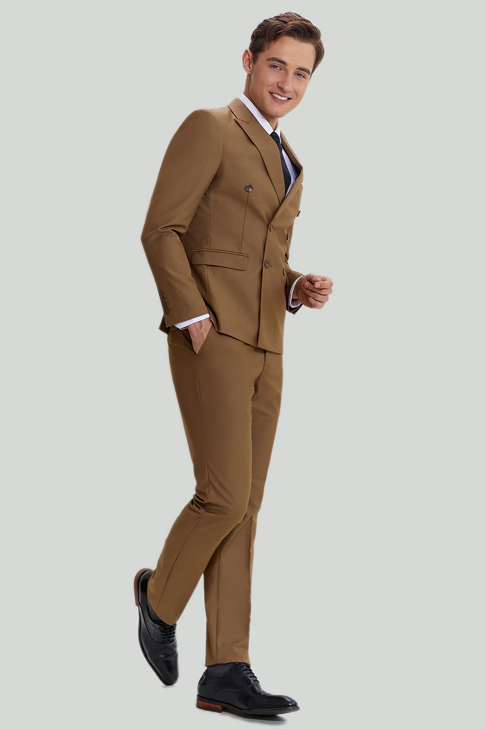 Khaki Men's 2 Piece Slim Fit Tuxedo & Suit - Image 3