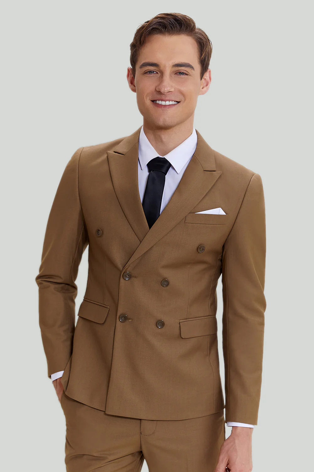 Khaki Men's 2 Piece Slim Fit Tuxedo & Suit - Image 6