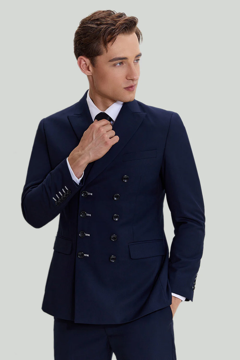 Men's Navy 2 Piece Double Breasted Suit - Image 5