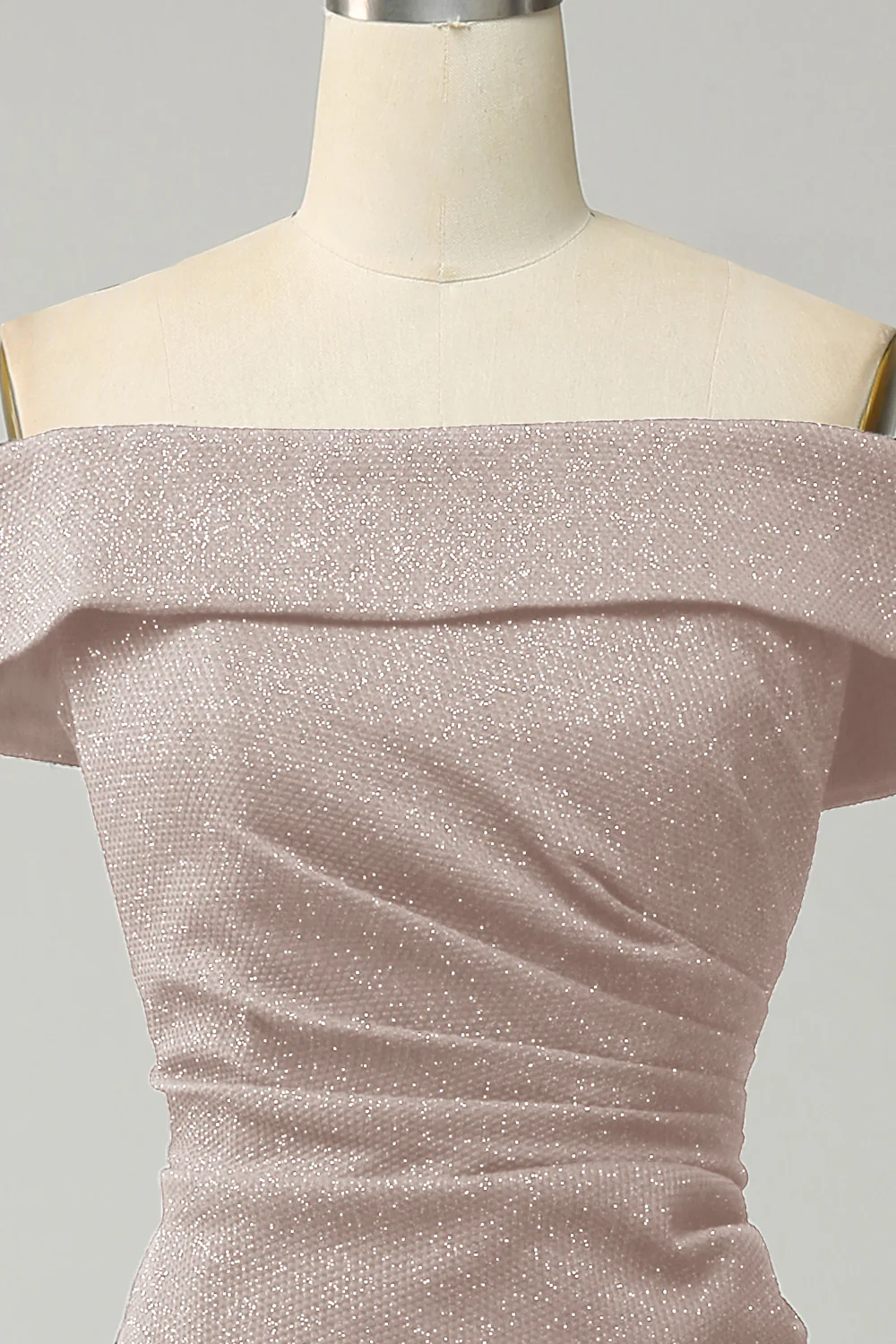 Navy Off The Shoulder Sparkly Sheath Long Bridesmaid Dress - Image 10