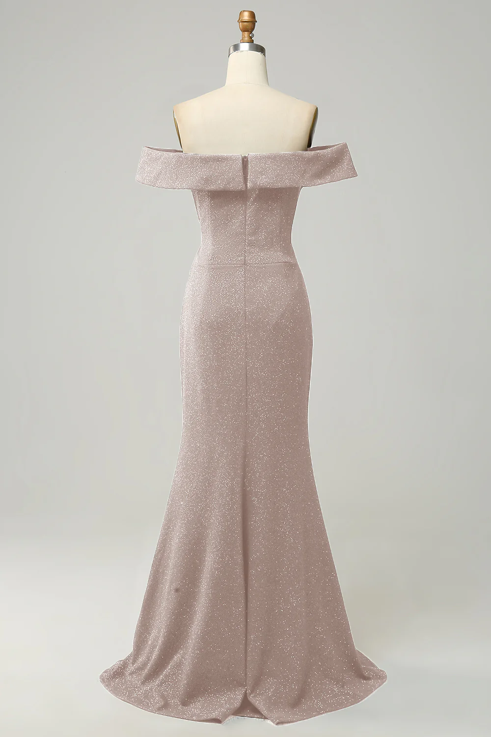 Navy Off The Shoulder Sparkly Sheath Long Bridesmaid Dress - Image 8
