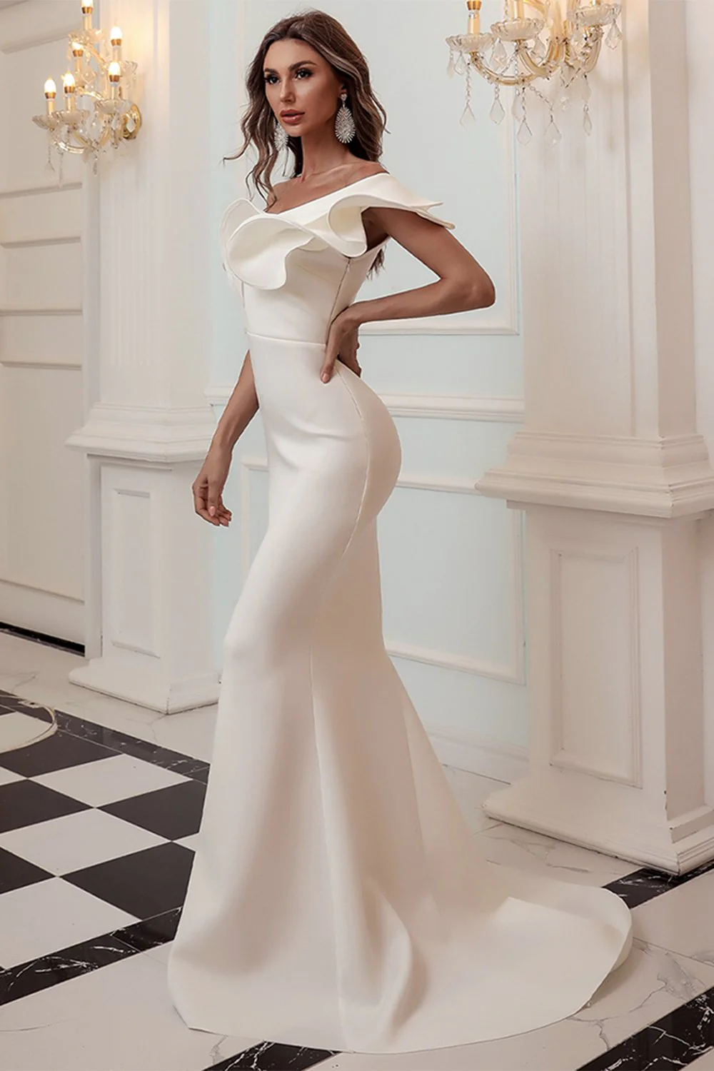 One Shoulder Mermaid Black Long Evening Dress - Image 11