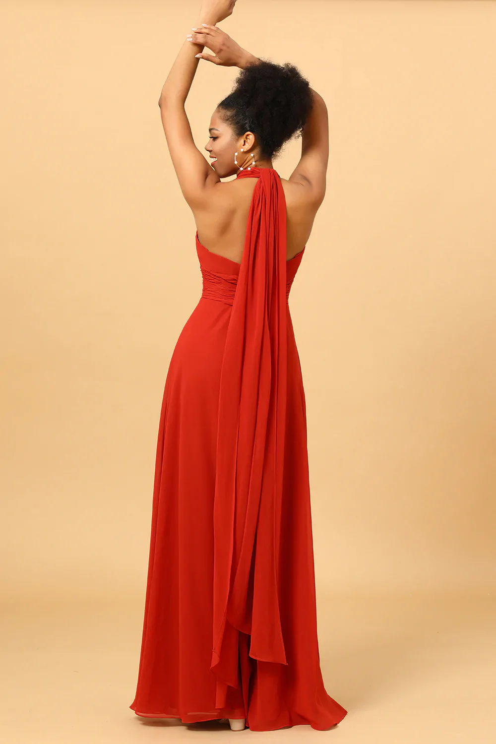 Rust Red Convertible Chiffon Bridesmaid Dress - Image 4