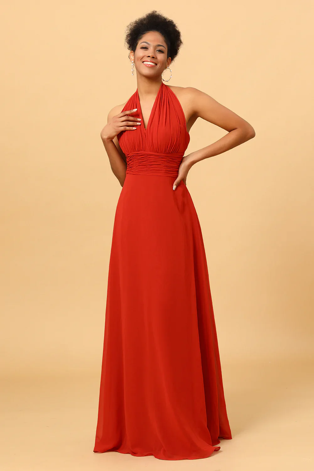 Rust Red Convertible Chiffon Bridesmaid Dress - Image 5