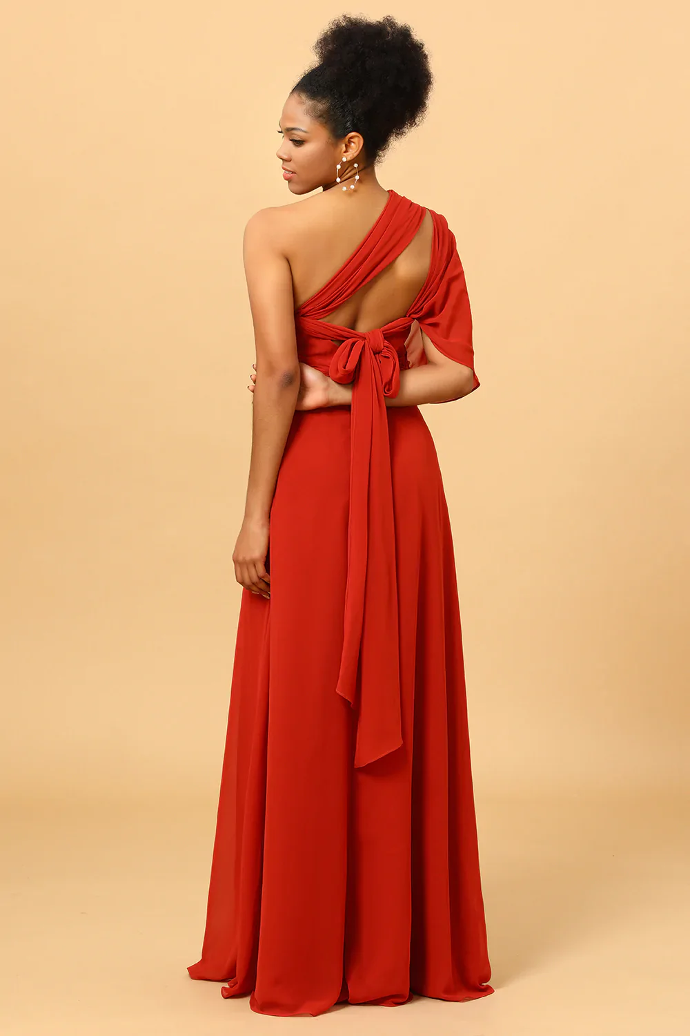 Rust Red Convertible Chiffon Bridesmaid Dress - Image 6