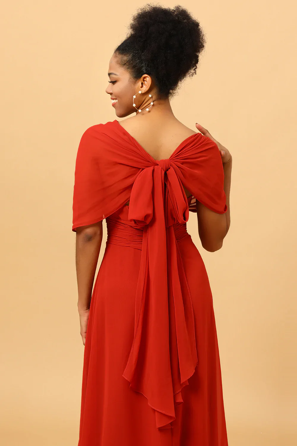Rust Red Convertible Chiffon Bridesmaid Dress - Image 8