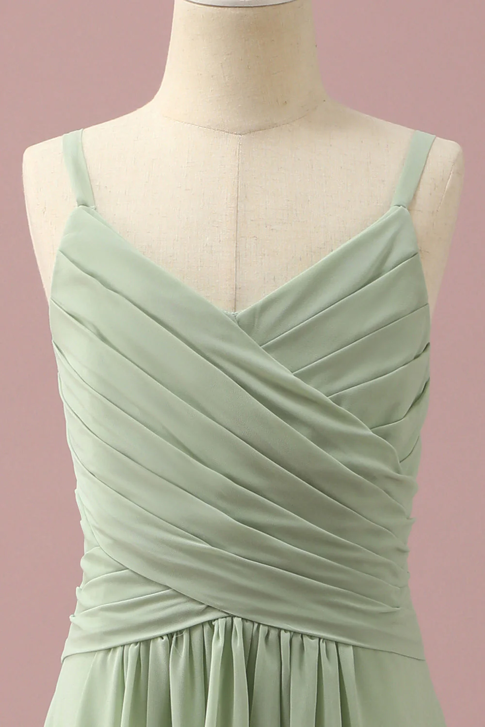 Sage Straps Chiffon Junior Bridesmaid Dress - Image 4