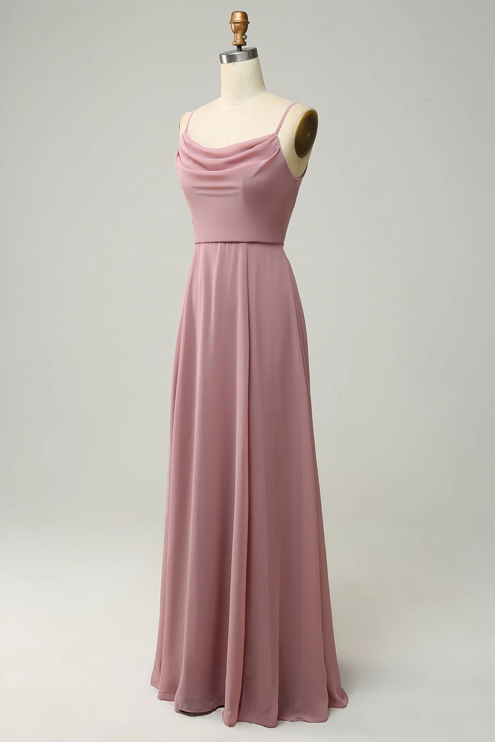 Spaghetti Straps A Line Sleeveless Long Bridesmaid Dress - Image 3
